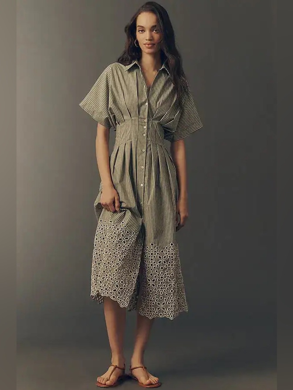 Anthropologie Tobie Eyelet Shirtdress by Exquise Size Xs